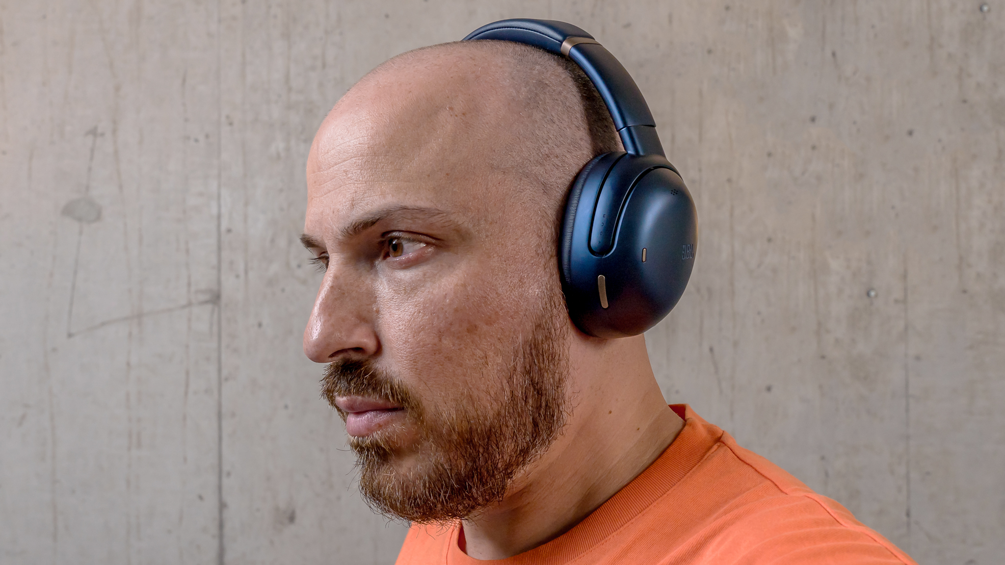 Wearing the JBL Tour One M3 view from the side.